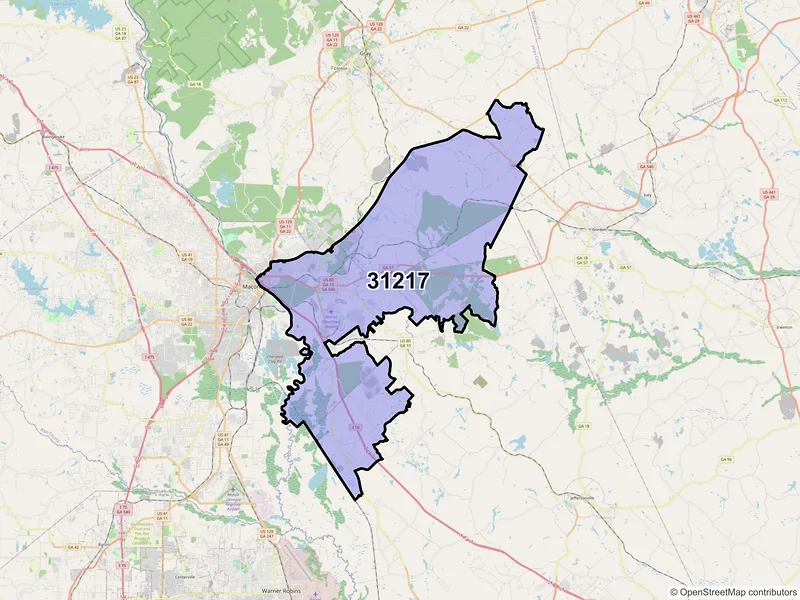 Map of ZIP Code 31217 — Macon, GA