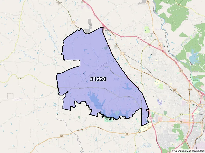 Map of ZIP Code 31220 — Macon, GA