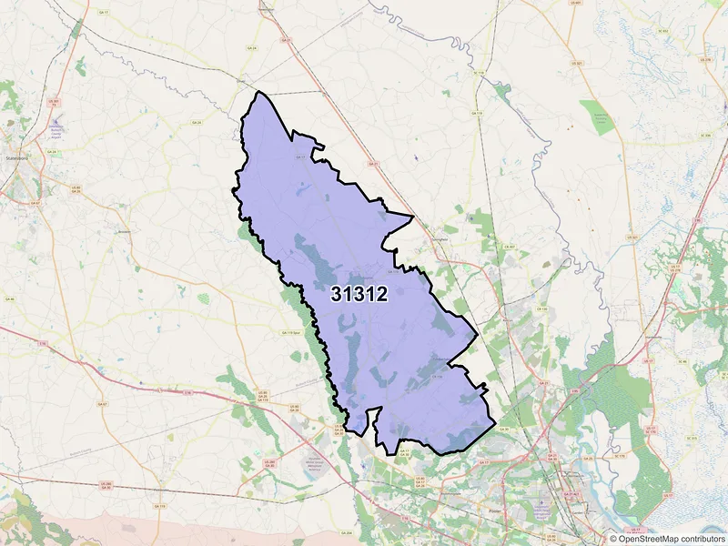 Map of ZIP Code 31312 — Guyton, GA