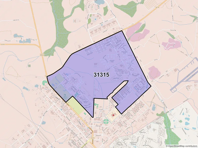 Map of ZIP Code 31315 — Fort Stewart, GA