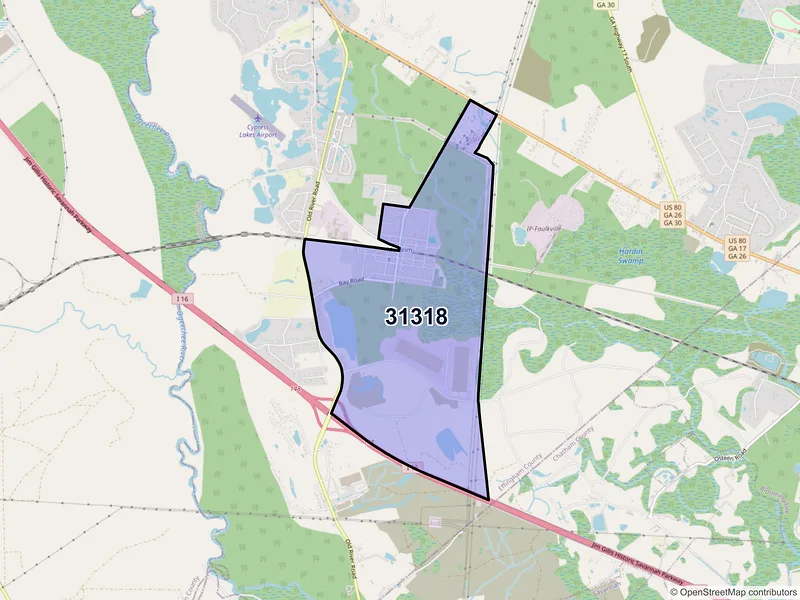 Map of Meldrim, Georgia and ZIP codes