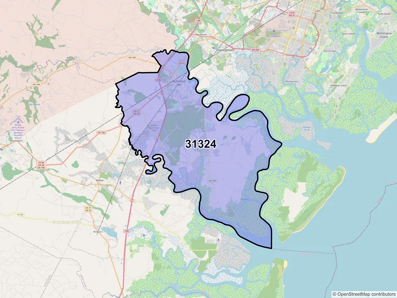 Map of Richmond Hill, Georgia and ZIP codes