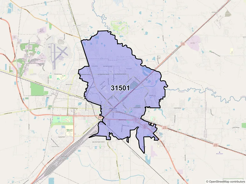 Map of ZIP Code 31501 — Waycross, GA
