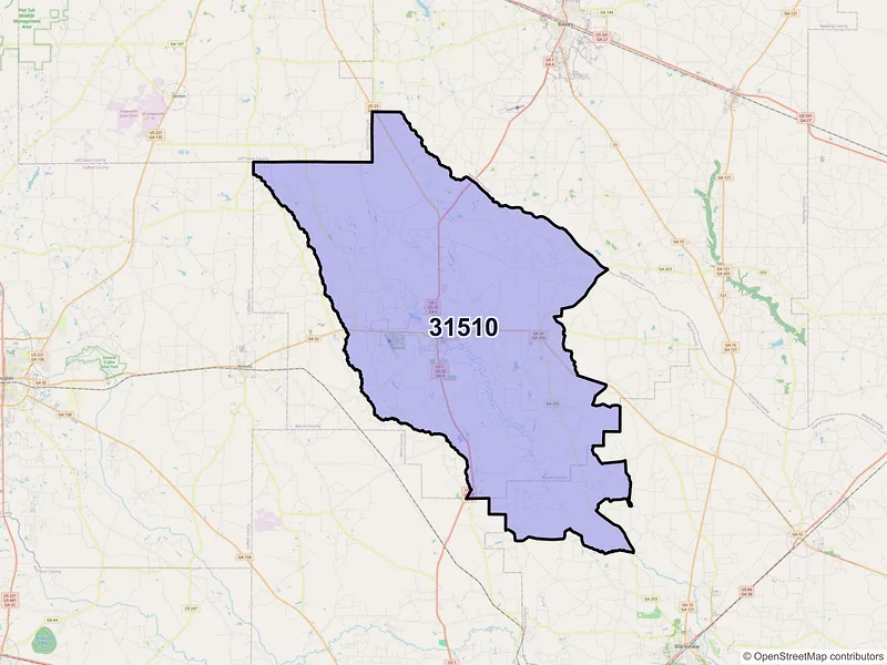 Map of ZIP Code 31510 — Alma, GA