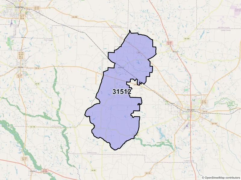 Map of ZIP Code 31512 — Ambrose, GA