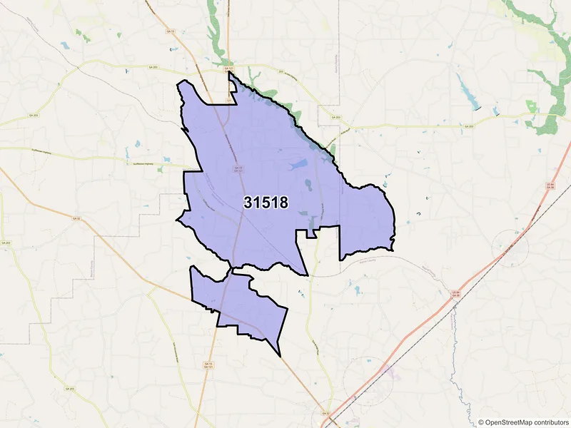 Map of ZIP Code 31518 — Bristol, GA