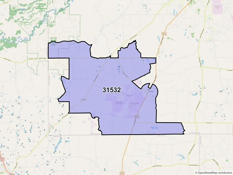Map of ZIP Code 31532 — Denton, GA