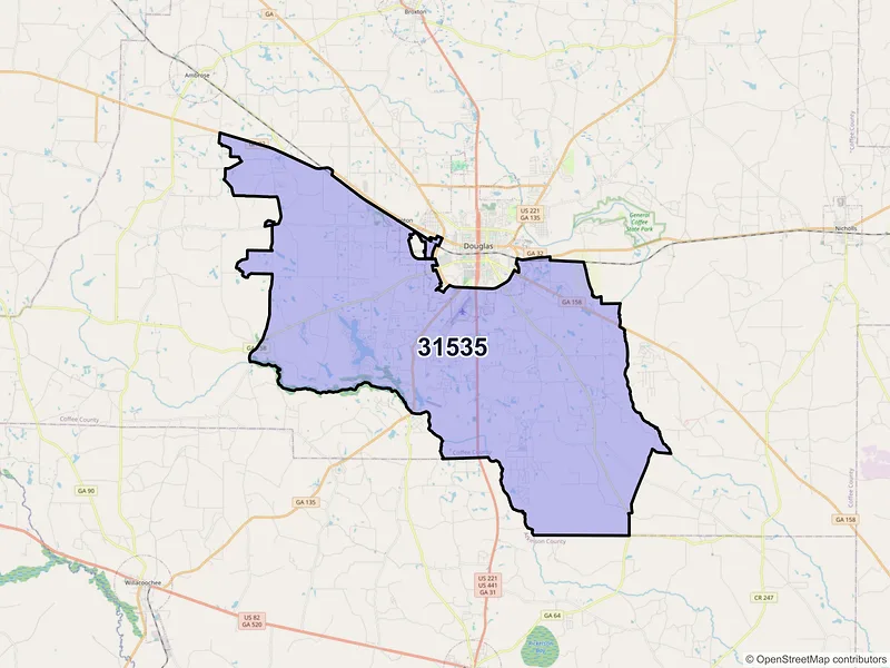Map of ZIP Code 31535 — Douglas, GA