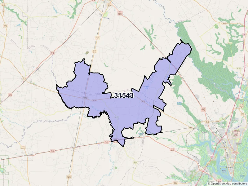 Map of Hortense, Georgia and ZIP codes