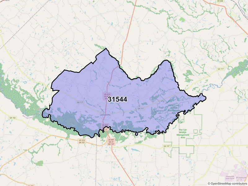 Map of ZIP Code 31544 — Jacksonville, GA
