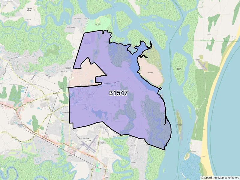 Map of ZIP Code 31547 — Kings Bay, GA