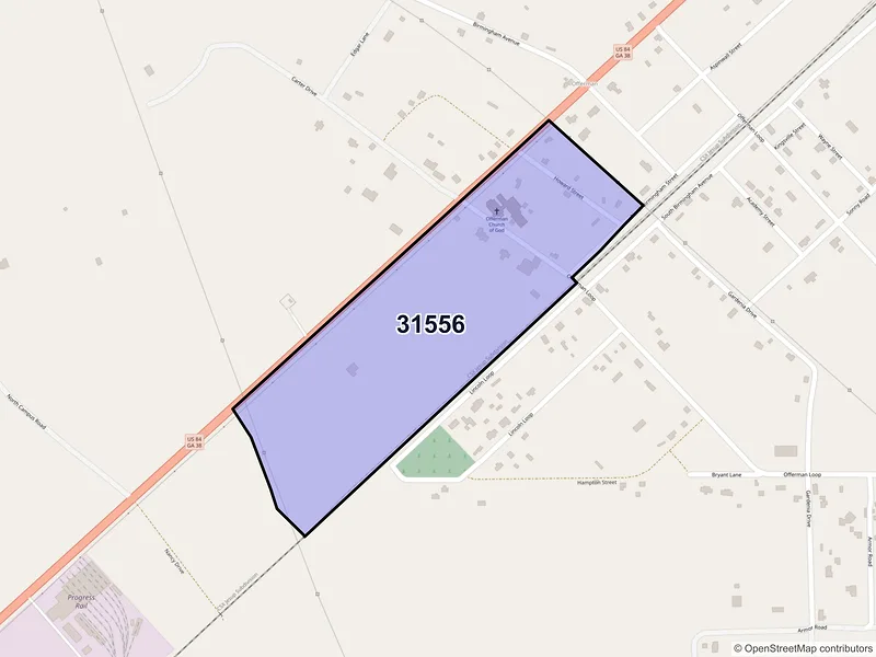 Map of Offerman, Georgia and ZIP codes