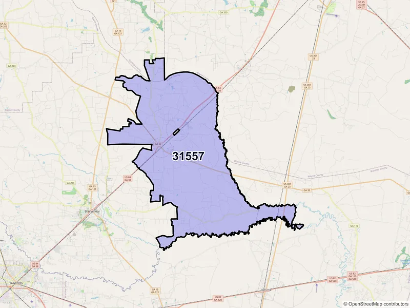 Map of Patterson, Georgia and ZIP codes