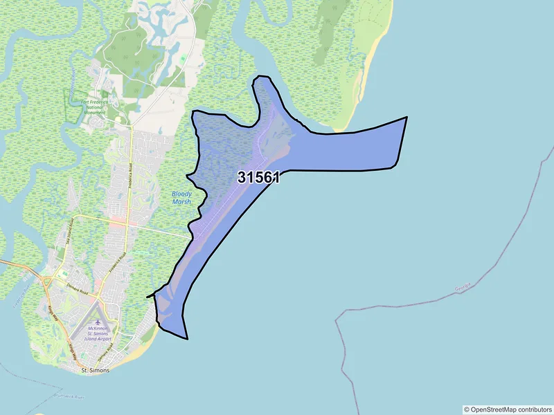 Map of Sea Island, Georgia and ZIP codes