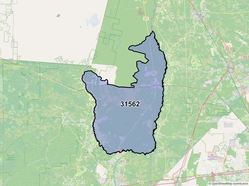 Map of ZIP Code 31562 — Saint George, GA