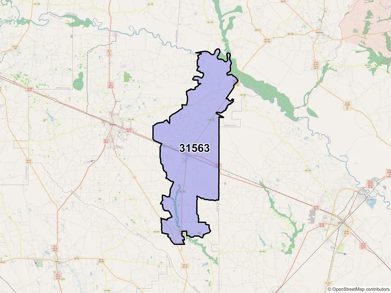 Map of ZIP Code 31563 — Surrency, GA