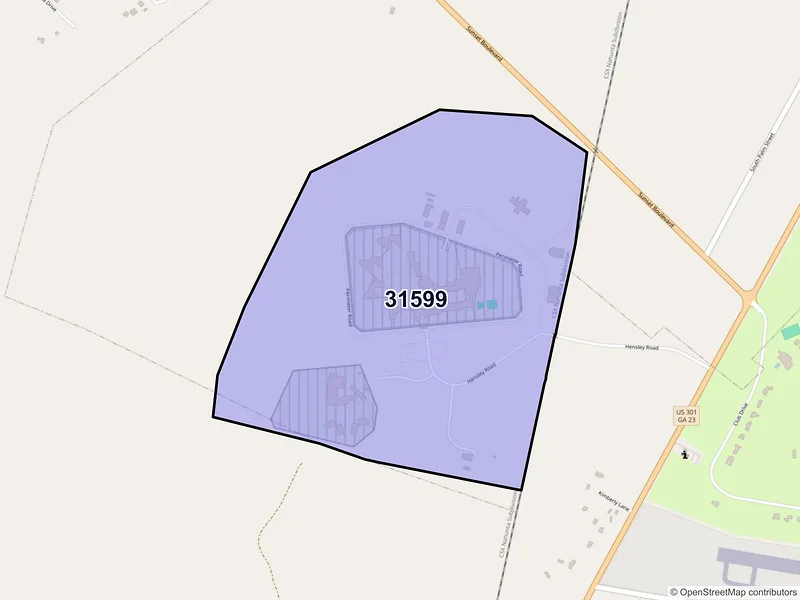 Map of ZIP Code 31599 — Jesup, GA