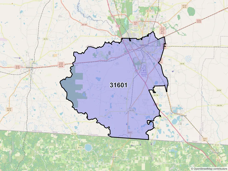 Map of ZIP Code 31601 — Valdosta, GA