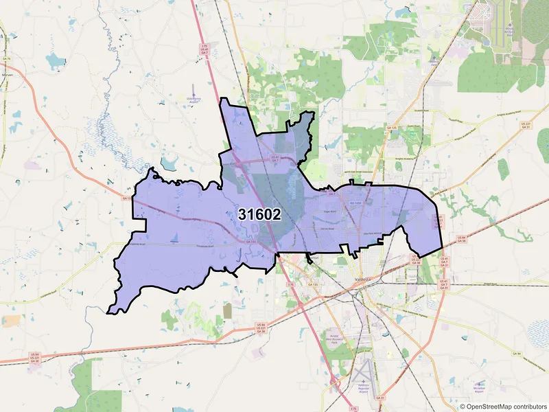 Map of ZIP Code 31602 — Valdosta, GA