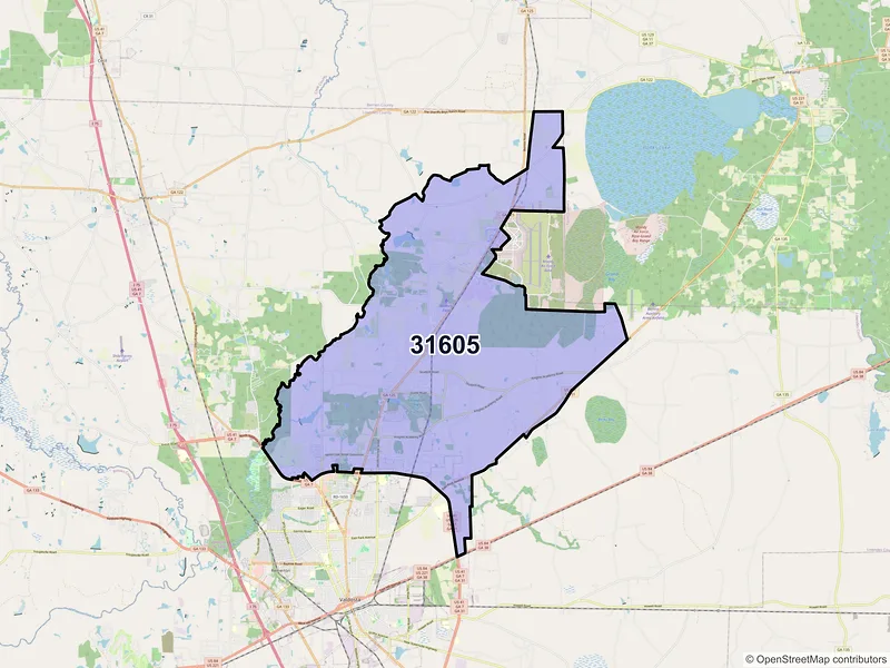 Map of ZIP Code 31605 — Valdosta, GA