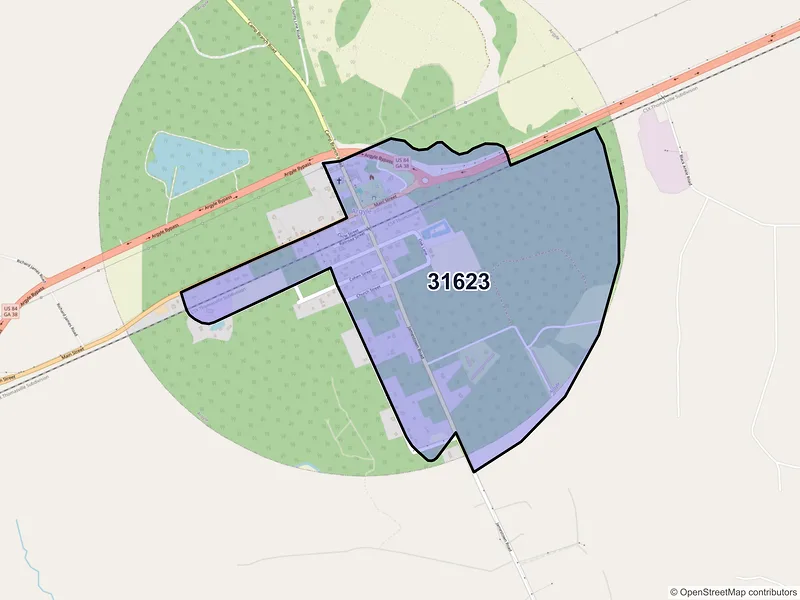Map of Argyle, Georgia and ZIP codes