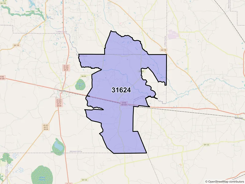 Map of ZIP Code 31624 — Axson, GA