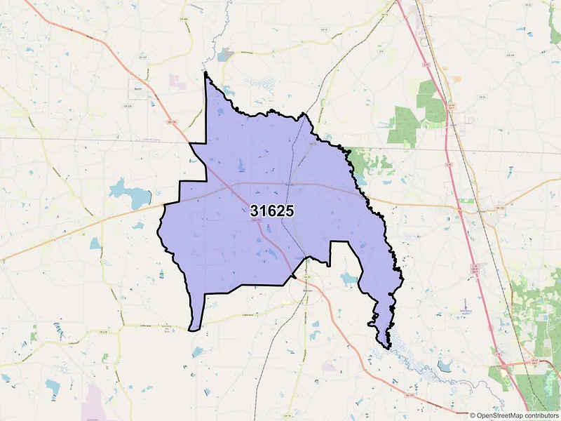 Map of ZIP Code 31625 — Barney, GA