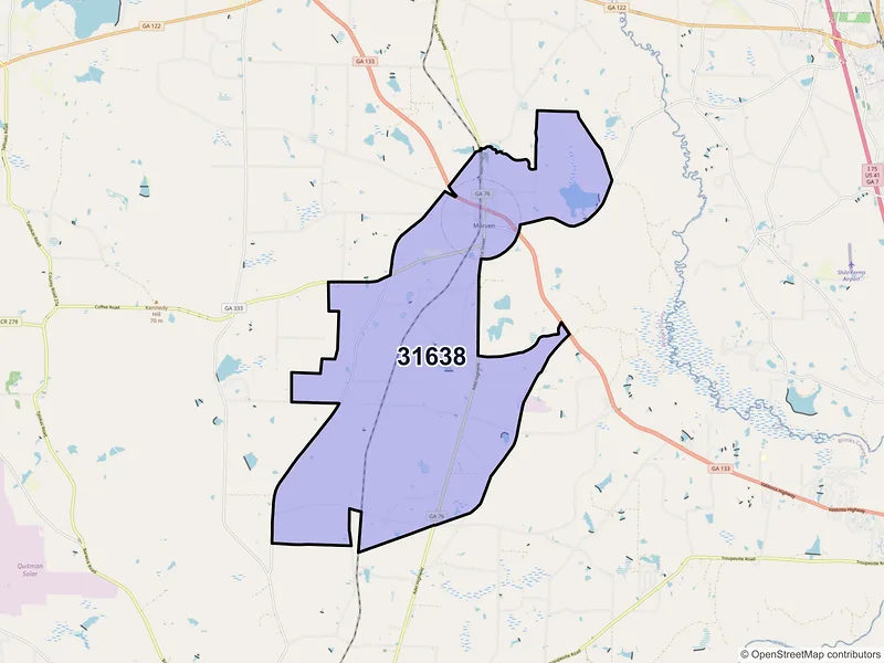 Map of ZIP Code 31638 — Morven, GA