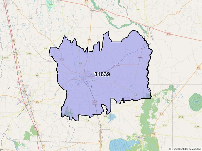 Map of Nashville, Georgia and ZIP codes