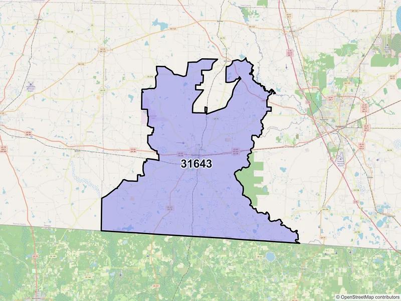 Map of ZIP Code 31643 — Quitman, GA