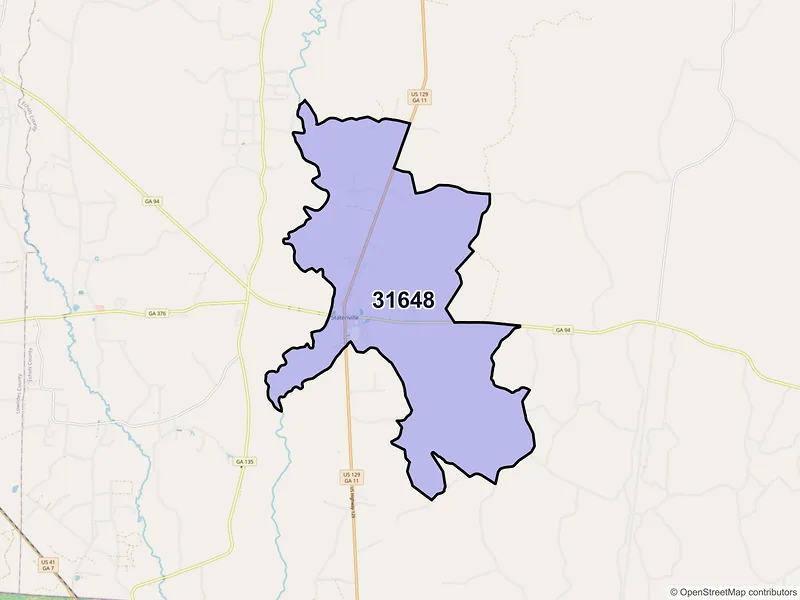Map of ZIP Code 31648 — Statenville, GA