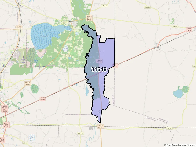 Map of ZIP Code 31649 — Stockton, GA
