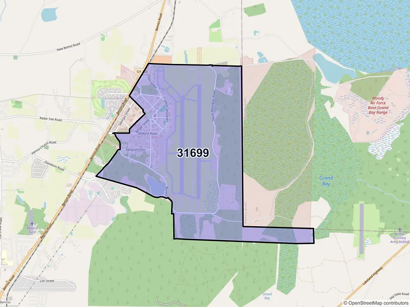 Map of ZIP Code 31699 — Moody AFB, GA