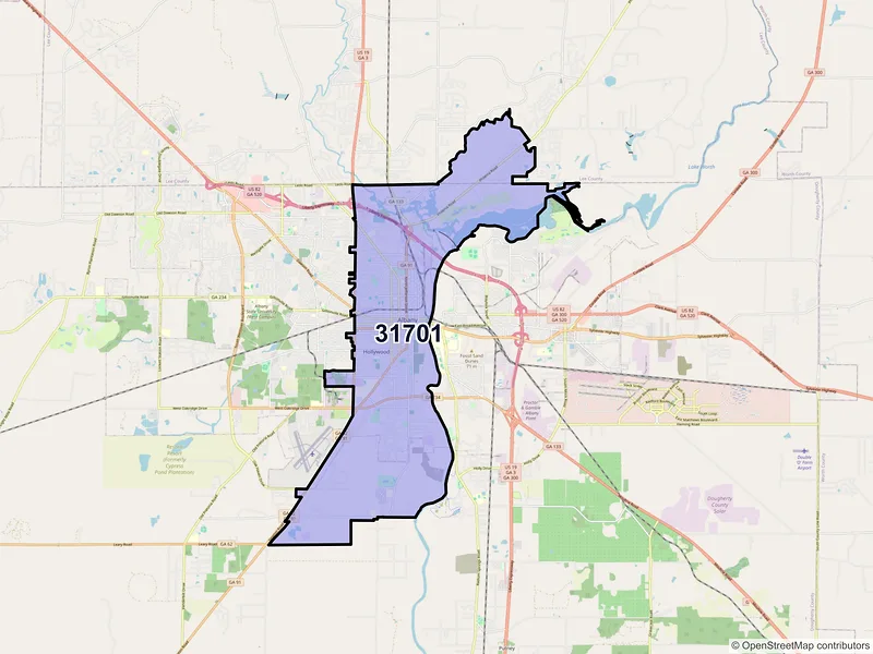 Map of ZIP Code 31701 — Albany, GA