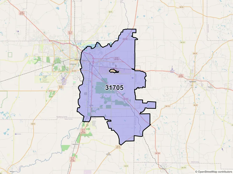 Map of ZIP Code 31705 — Albany, GA