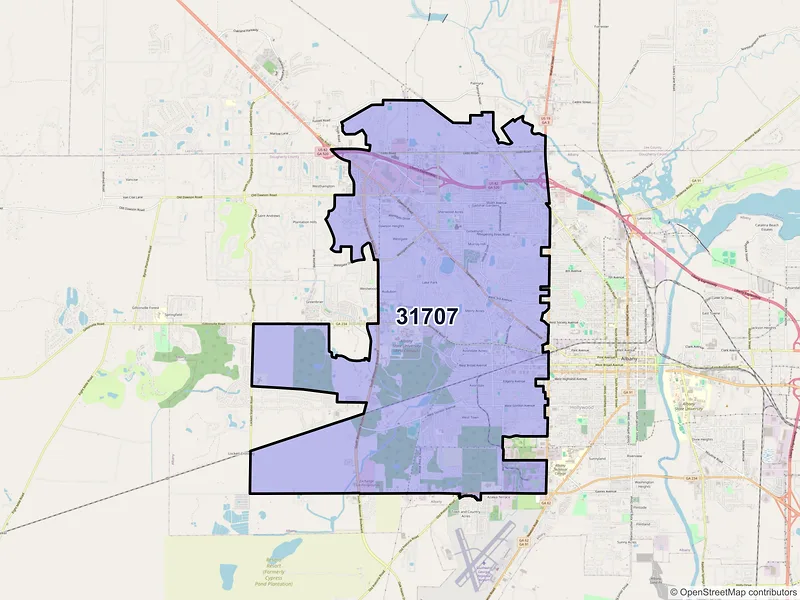 Map of ZIP Code 31707 — Albany, GA