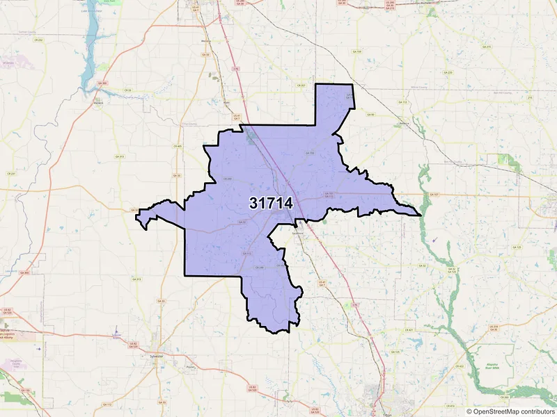 Map of ZIP Code 31714 — Ashburn, GA