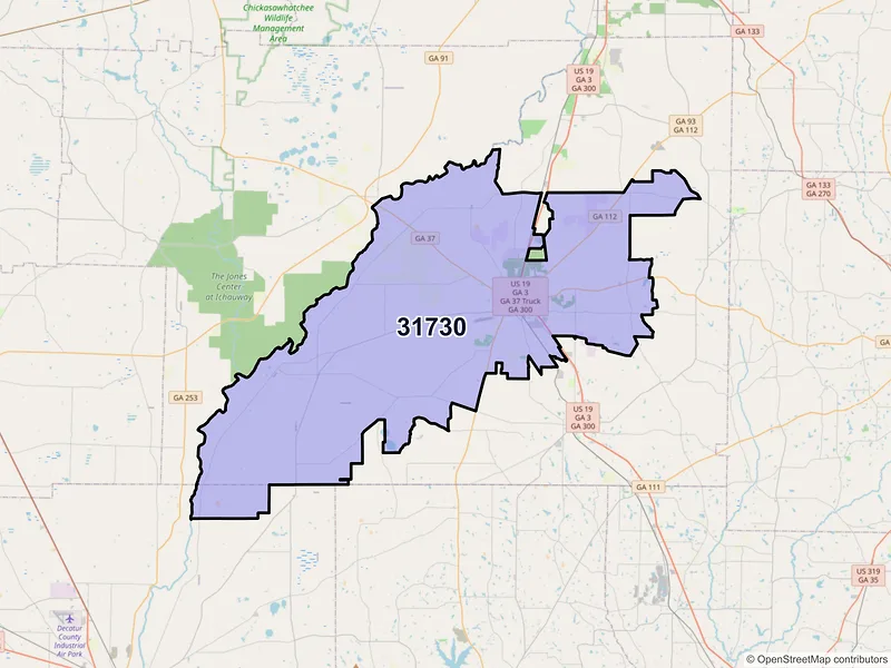 Map of ZIP Code 31730 — Camilla, GA