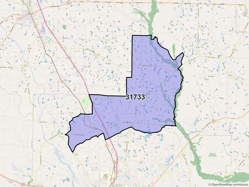 Map of Chula, Georgia and ZIP codes