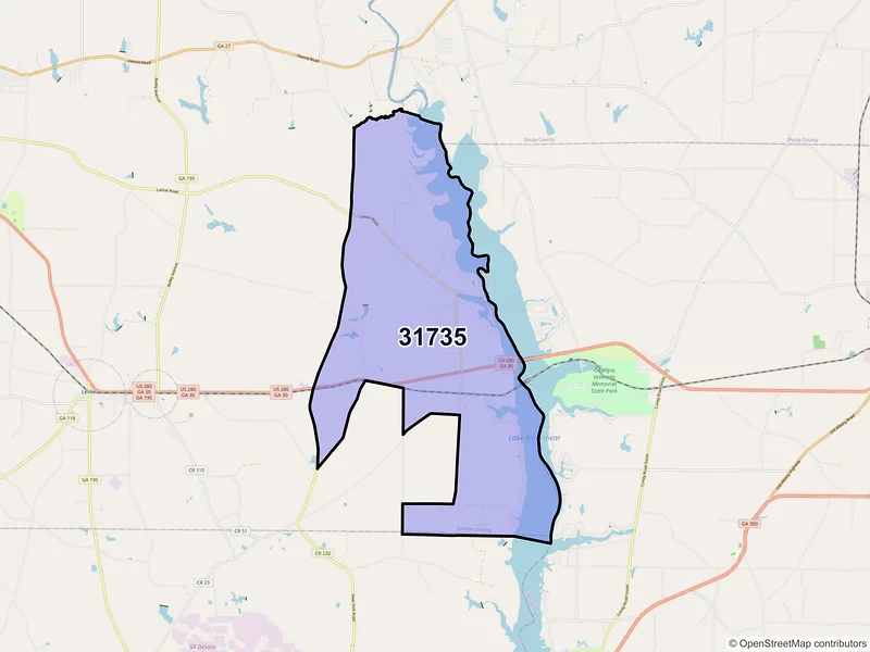 Map of ZIP Code 31735 — Cobb, GA
