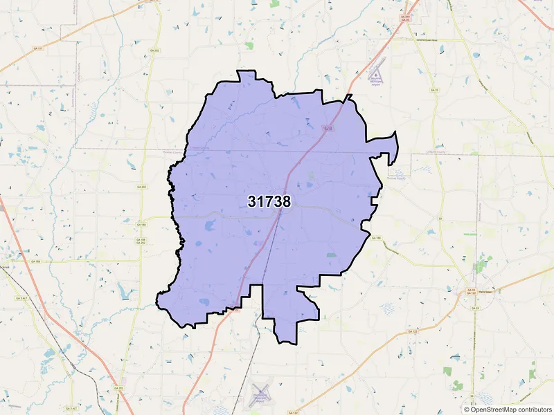 Map of Coolidge, Georgia and ZIP codes