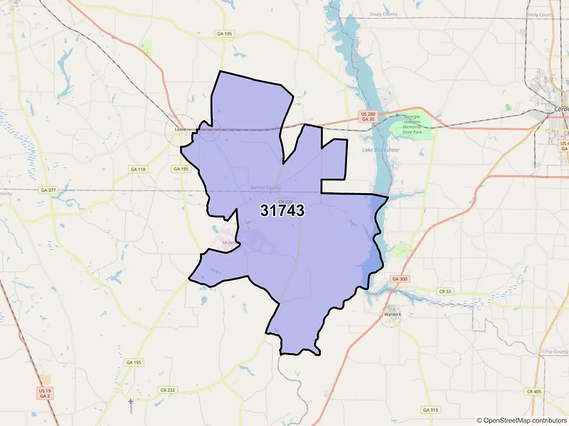 Map of De Soto, Georgia and ZIP codes