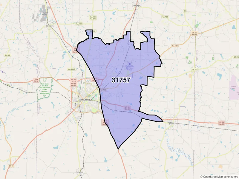 Map of ZIP Code 31757 — Thomasville, GA