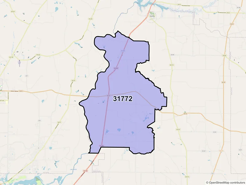 Map of ZIP Code 31772 — Oakfield, GA