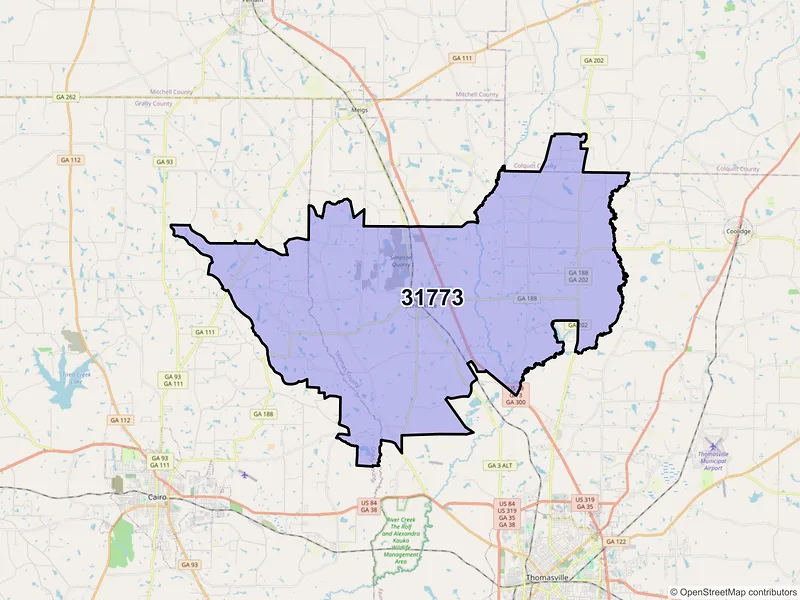 Map of Ochlocknee, Georgia and ZIP codes
