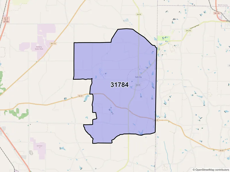 Map of ZIP Code 31784 — Sale City, GA