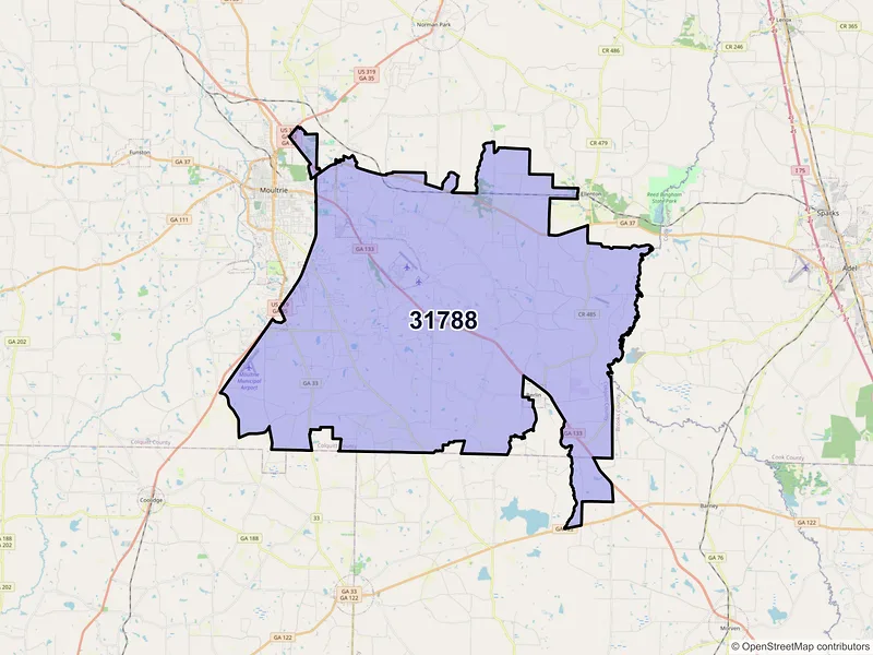 Map of ZIP Code 31788 — Moultrie, GA