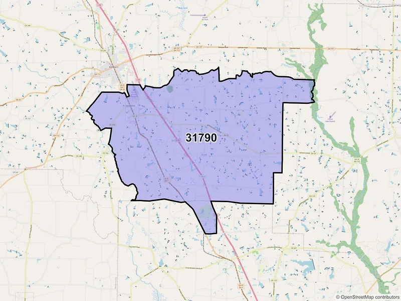 Map of ZIP Code 31790 — Sycamore, GA