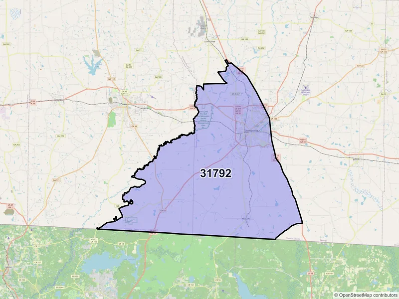 Map of ZIP Code 31792 — Thomasville, GA
