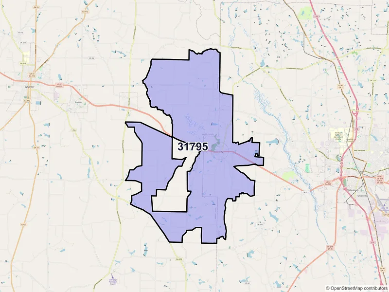 Map of ZIP Code 31795 — Ty Ty, GA